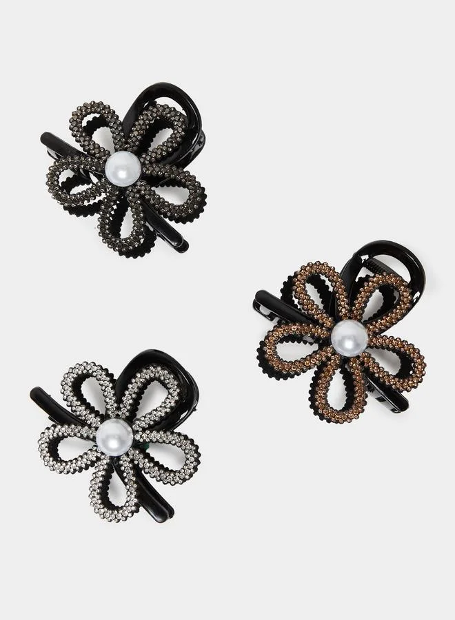 Styli Pack of 3 - Sparkling Flower Hair Claws
